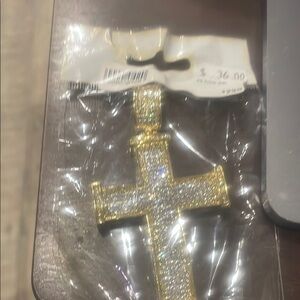 Gold and Silver Sparkling Cross Necklace